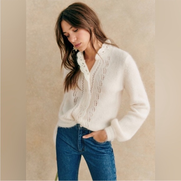 Sezane Angie Cardigan Ecru XS - Picture 4 of 6